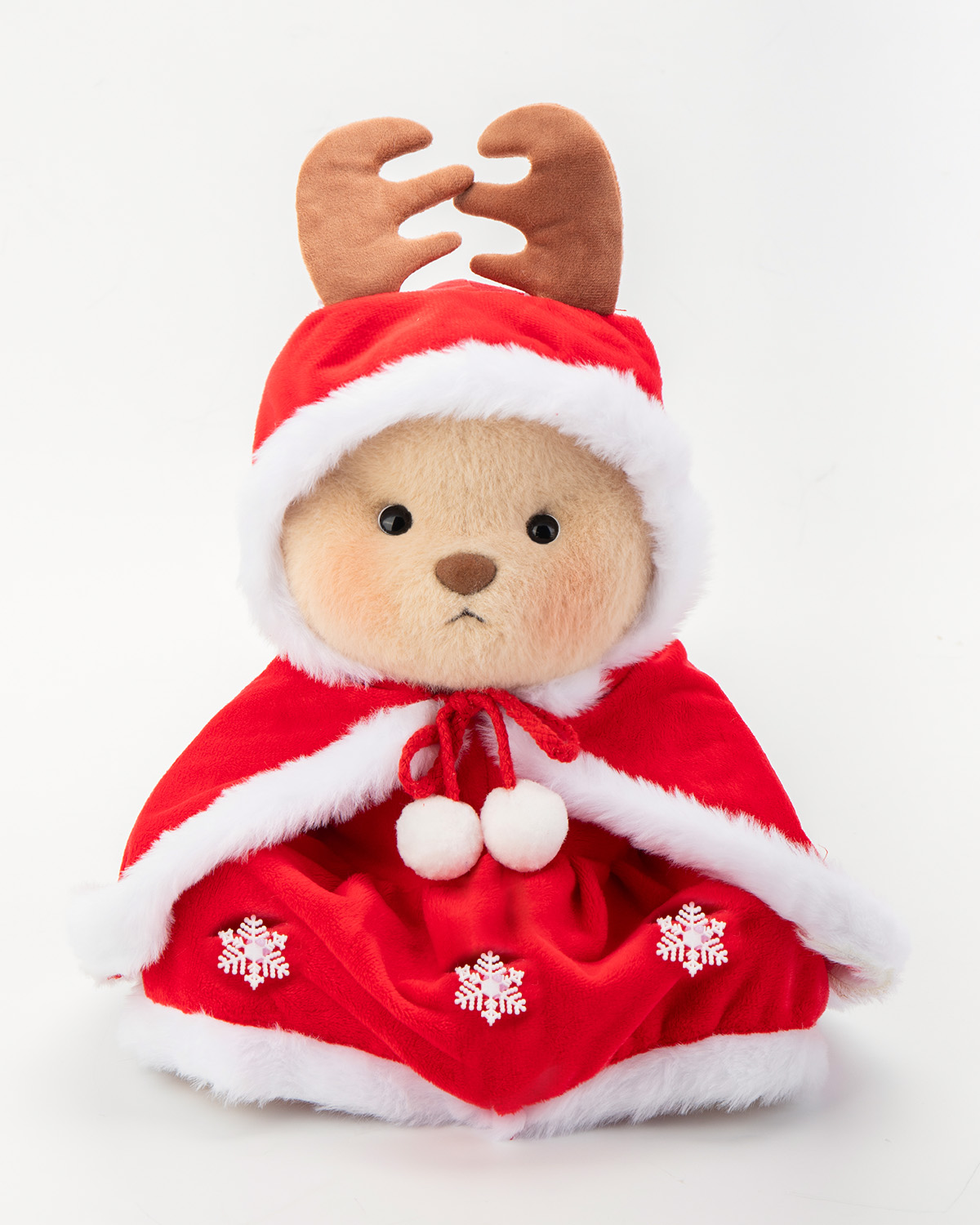 Getahug Red Antler Snowflake Cape White Teddy Bear | Handmade Stuffed Animal Gift