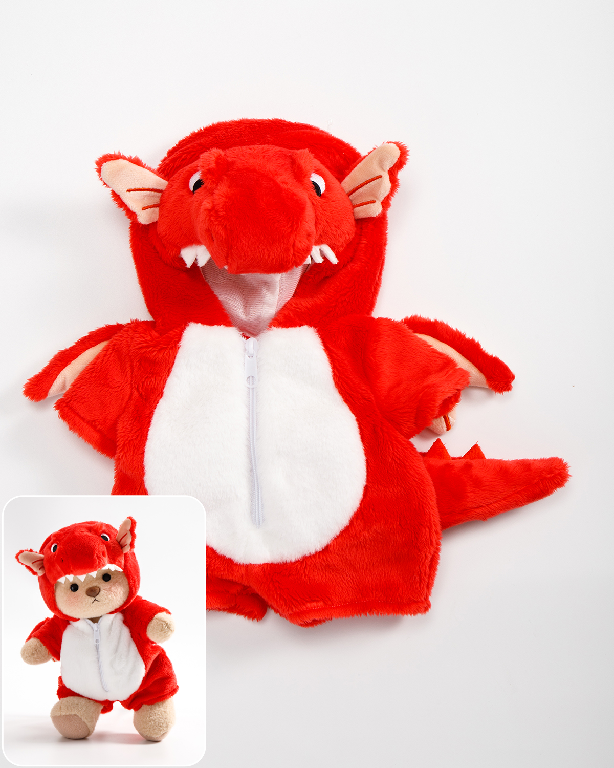 Red Pteranodon Onesie (Outfit Only) | 12 Inches Stuffed Animal Clothes