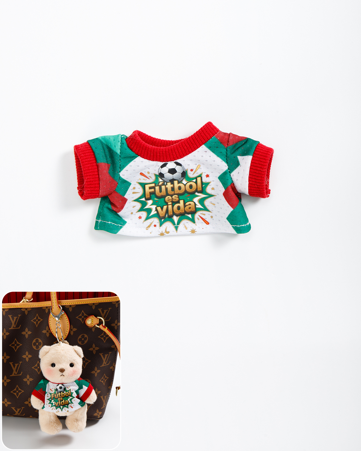 Getahug Soccer Life Mini Bear Keychain | 5.9 Inches Plush Bag Charm Gift for Football Fans