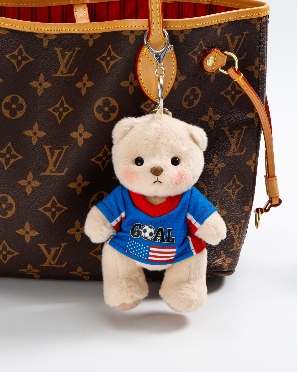 Getahug Soccer Star Goal Mini Bear Keychain | 5.9 Inches Plush Bag Charm Gift for Football Fans