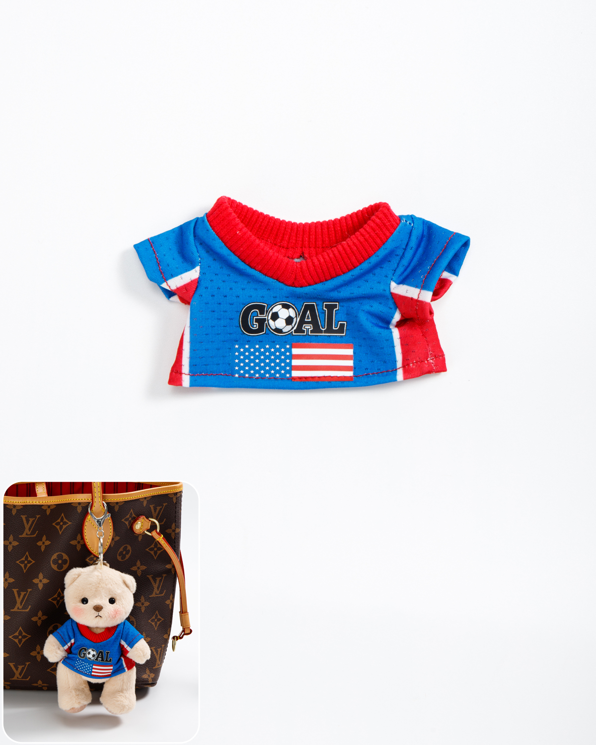 Getahug Soccer Star Goal Mini Bear Keychain | 5.9 Inches Plush Bag Charm Gift for Football Fans