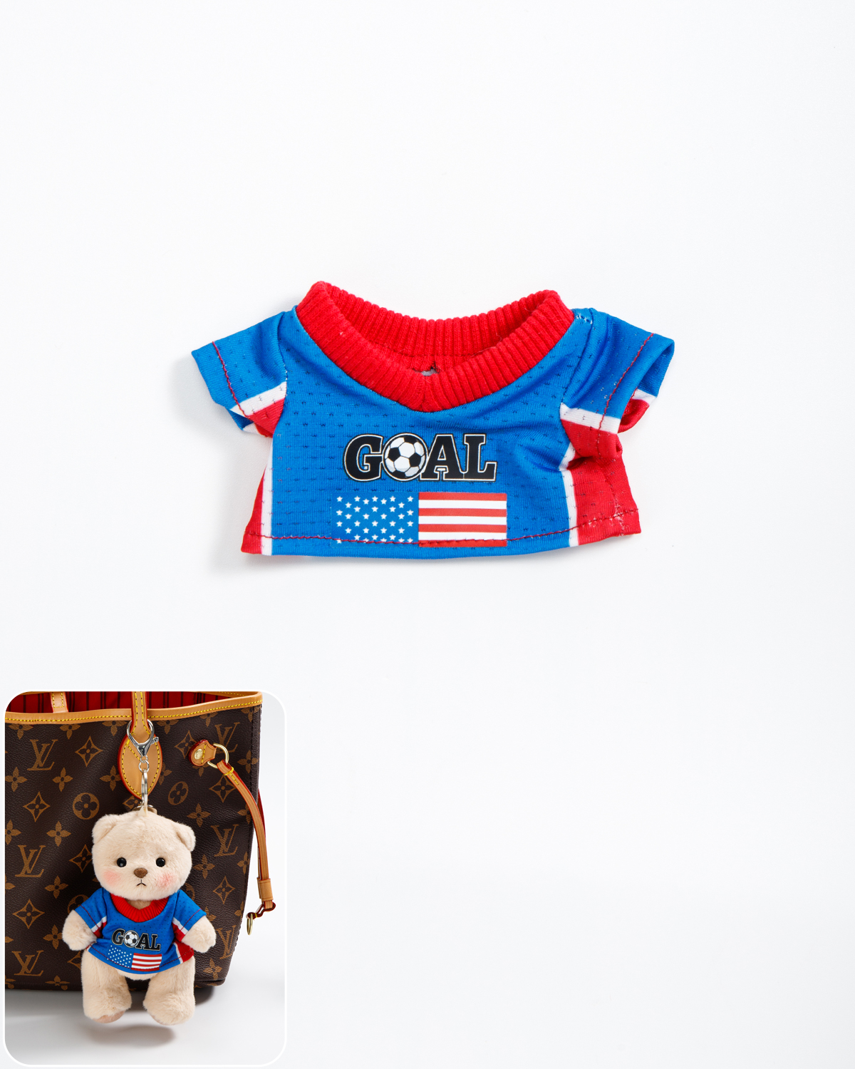 Getahug Soccer Star Goal Mini Bear Keychain | 5.9 Inches Plush Bag Charm Gift for Football Fans