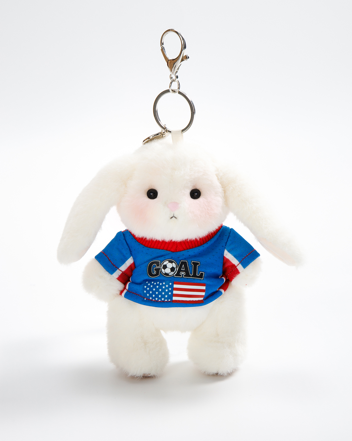 Getahug Soccer Star Goal Mini Bunny Keychain | 5.9 Inches Plush Bag Charm Gift for Football Fans