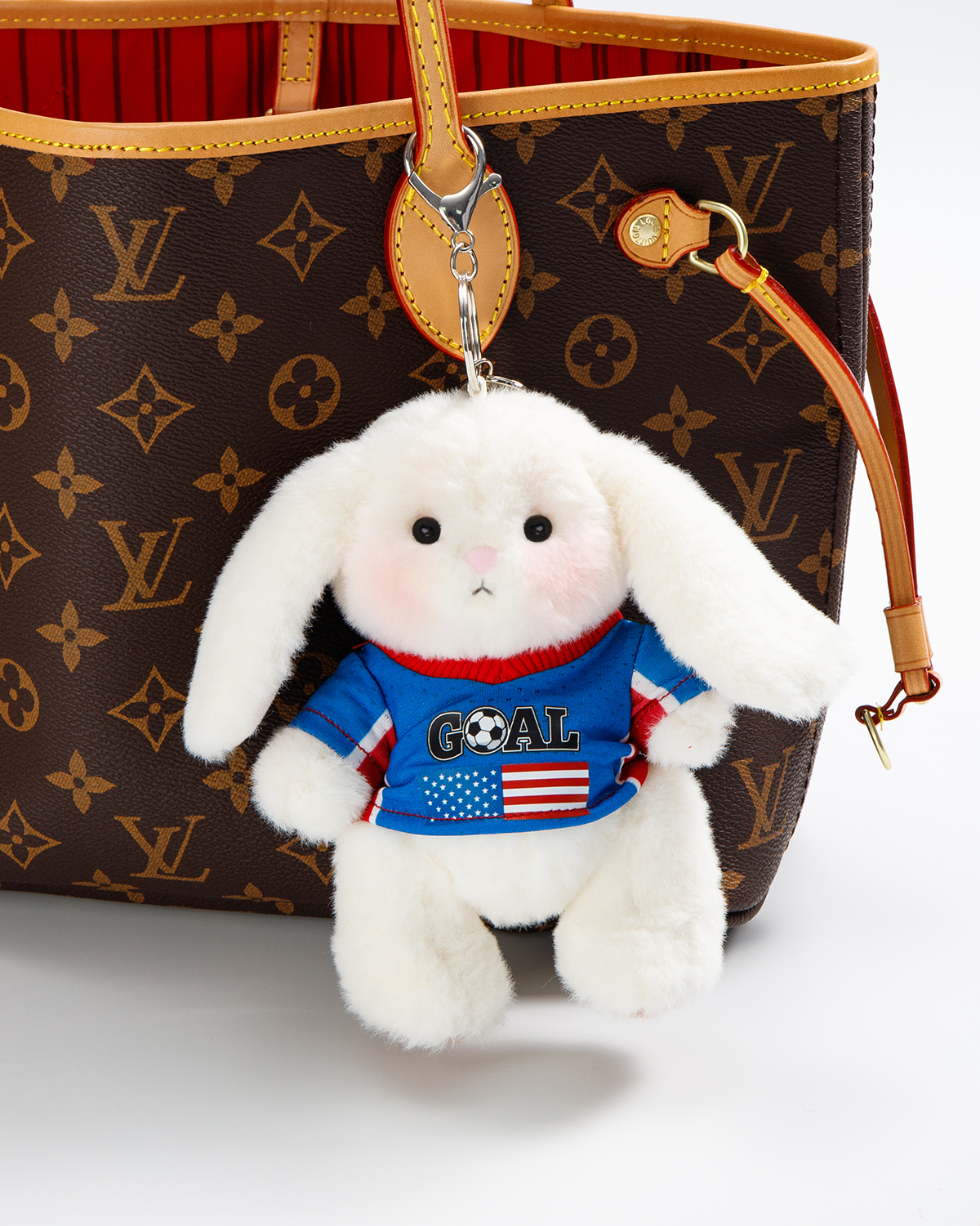 Getahug Soccer Star Goal Mini Bunny Keychain | 5.9 Inches Plush Bag Charm Gift for Football Fans