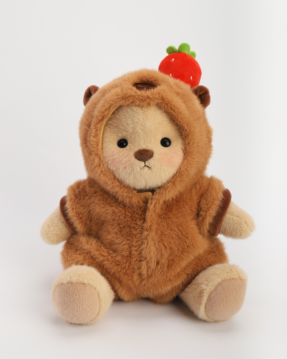 Getahug Strawberry Brown Capybara Bear | Handmade Jointed Teddy Bear Gift