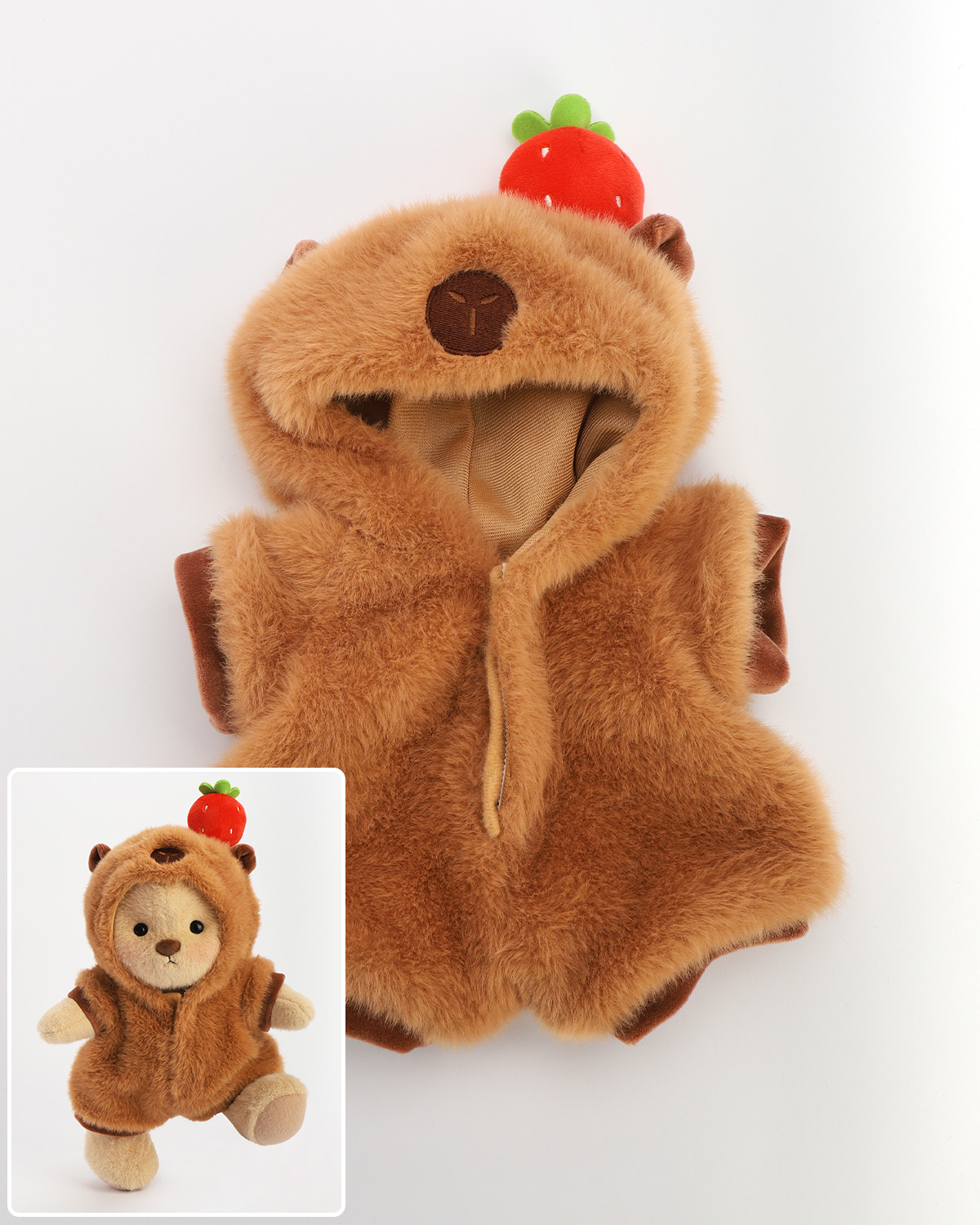 Getahug Strawberry Brown Capybara Bear | Handmade Jointed Teddy Bear Gift
