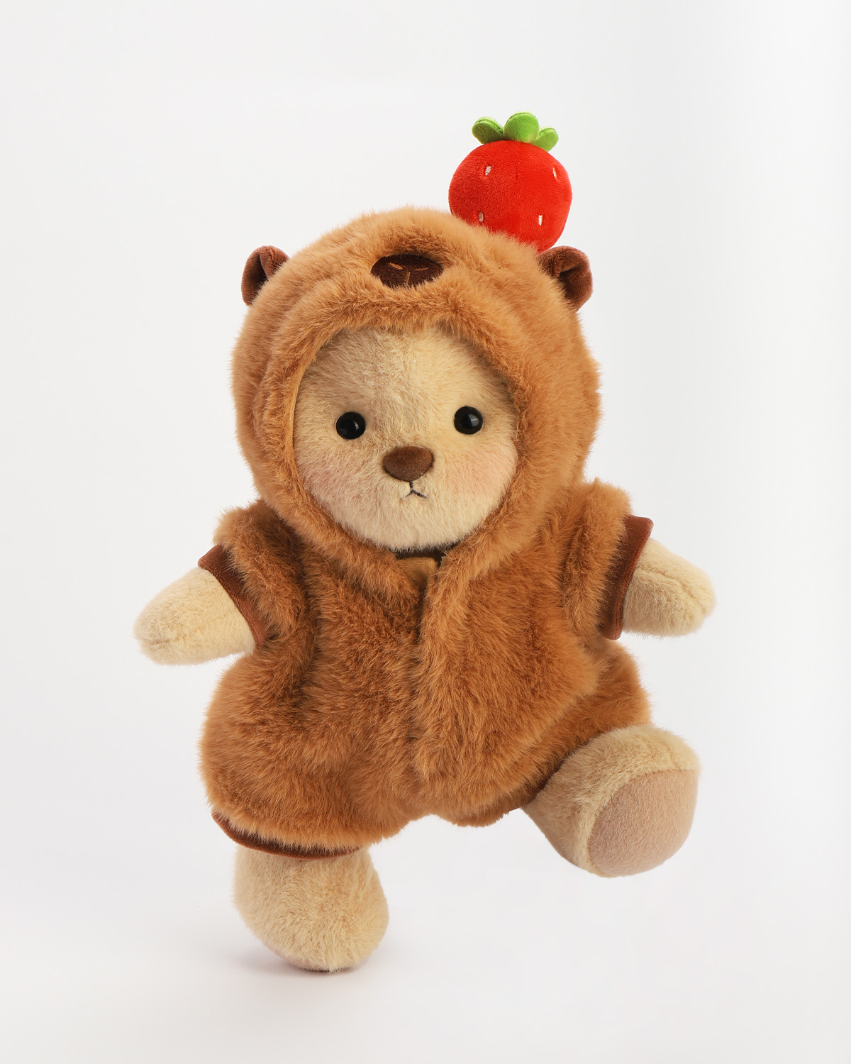 Getahug Strawberry Brown Capybara Bear | Handmade Jointed Teddy Bear Gift