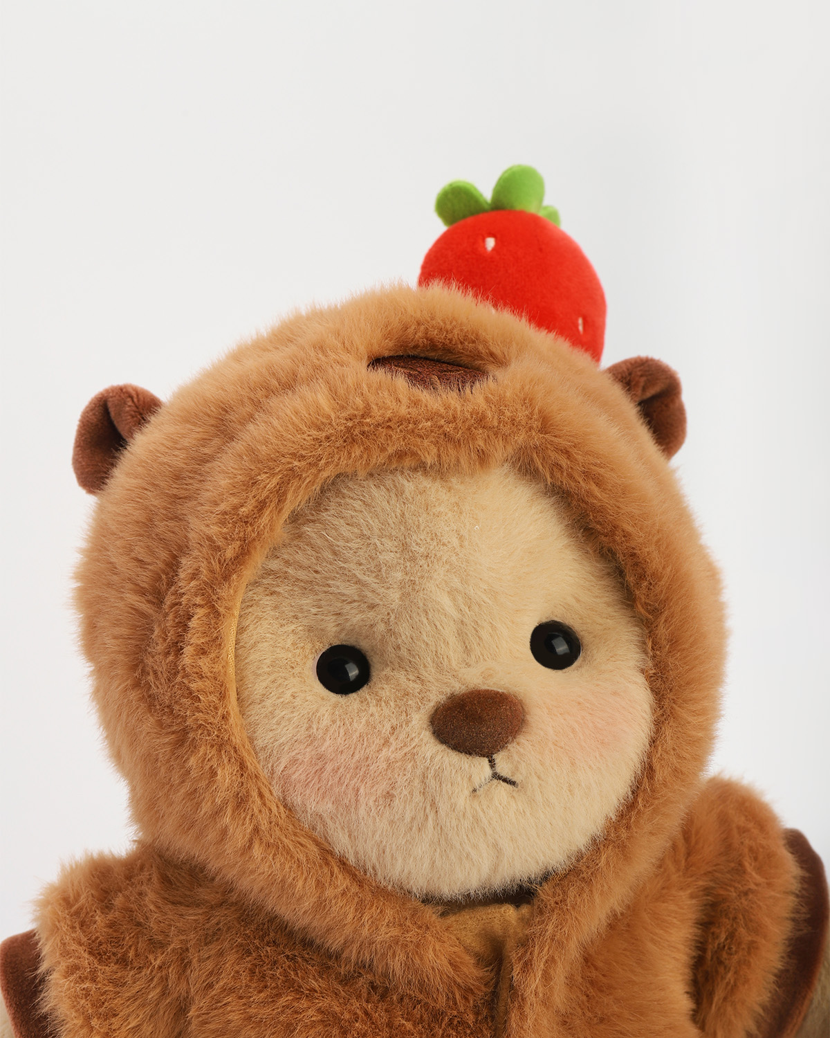 Getahug Strawberry Brown Capybara Bear | Handmade Jointed Teddy Bear Gift