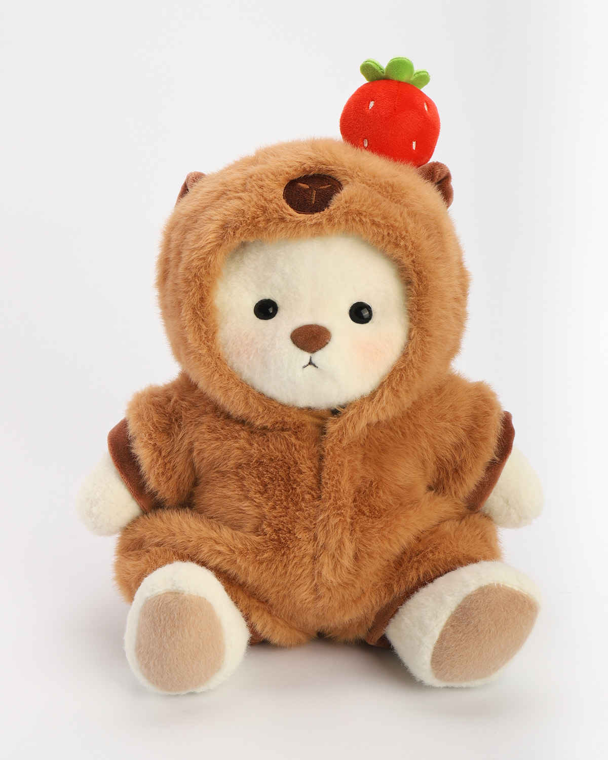 Getahug Strawberry Brown Capybara Bear | Handmade Jointed Teddy Bear G