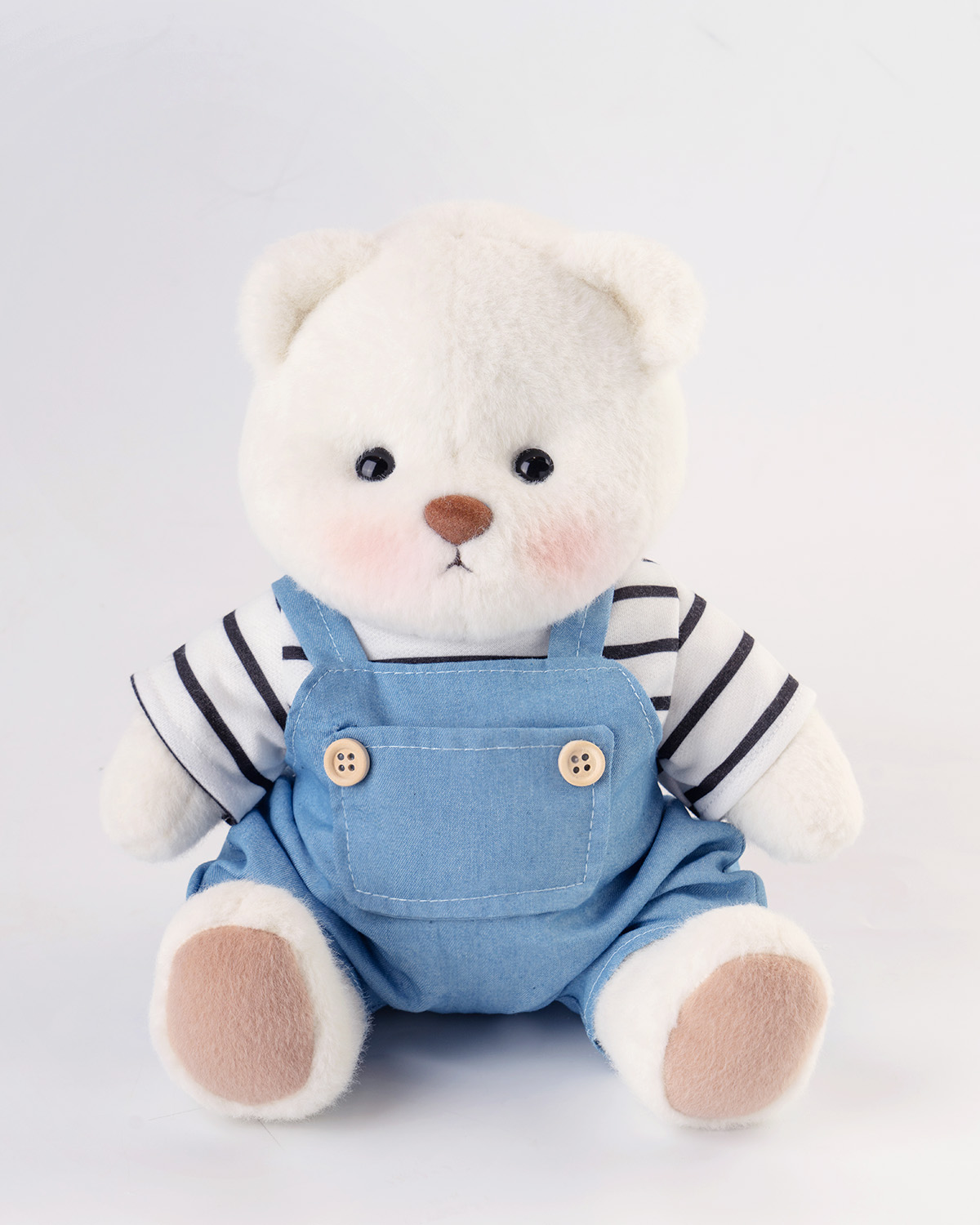 Getahug Striped Top Blue Overalls Bear Handmade Jointed Teddy Bear G