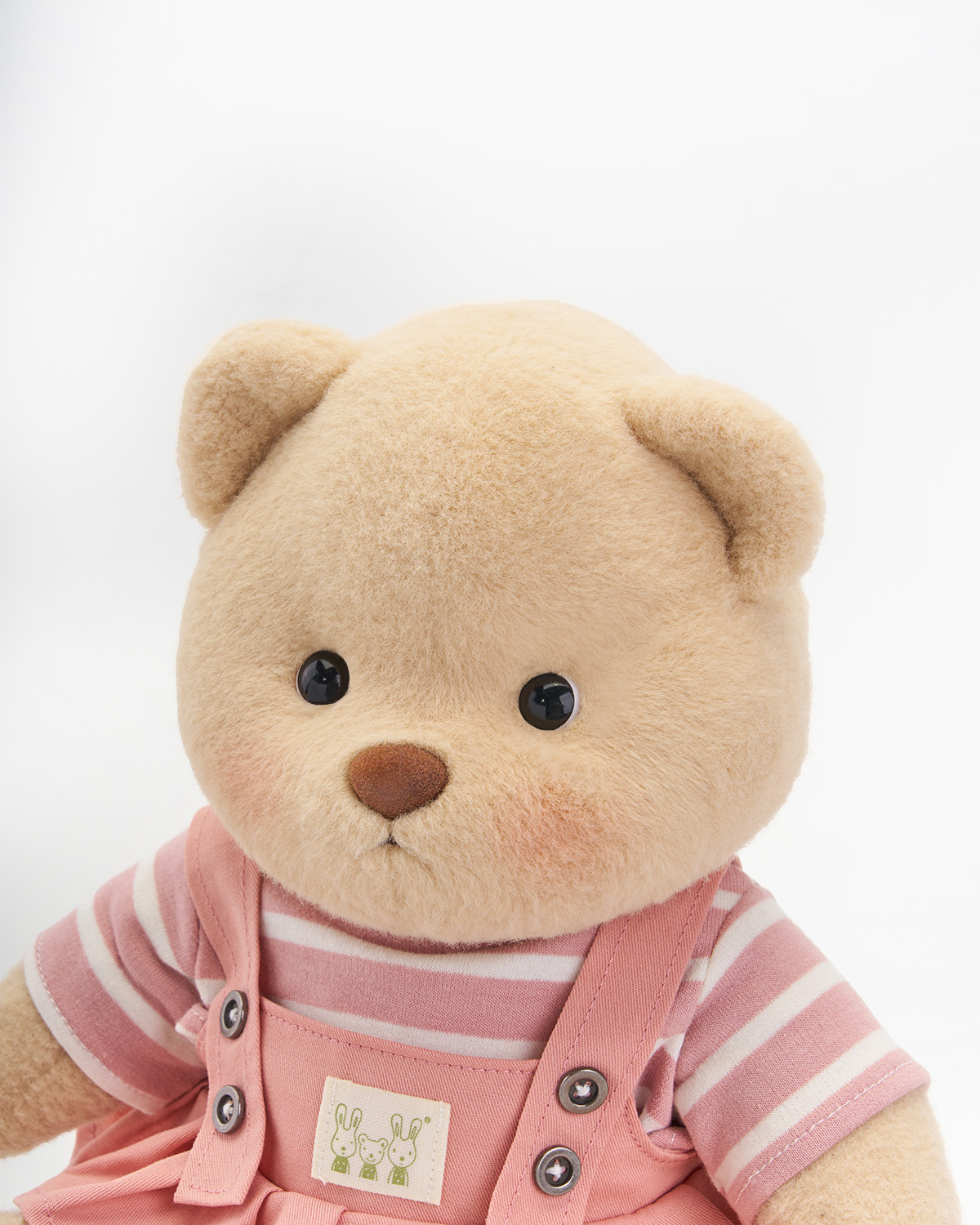 Getahug Striped Top Pink Overalls Dress Bear | Handmade Jointed Teddy Bear Gift