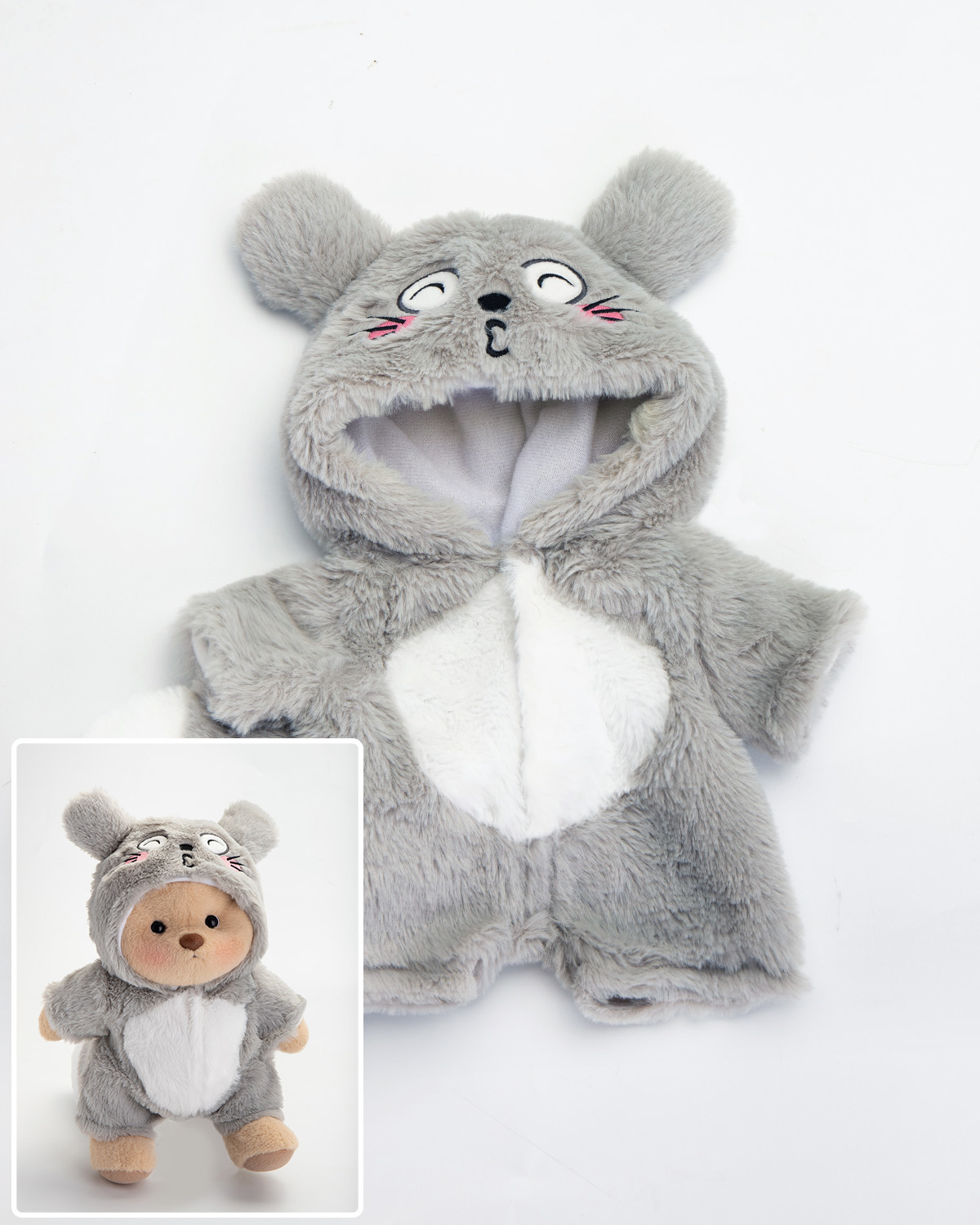 Getahug Fluffy Totoro White Teddy Bear | Handmade Jointed Toy Gift