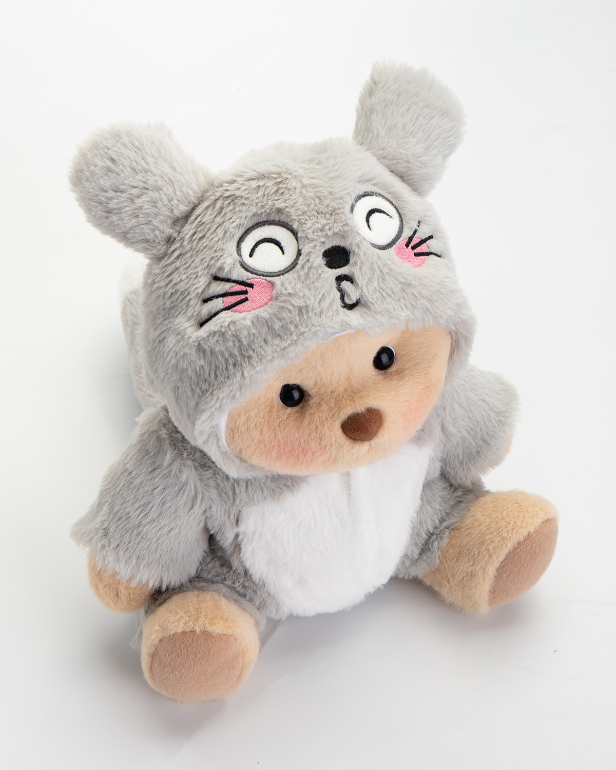 Getahug Fluffy Totoro White Teddy Bear | Handmade Jointed Toy Gift