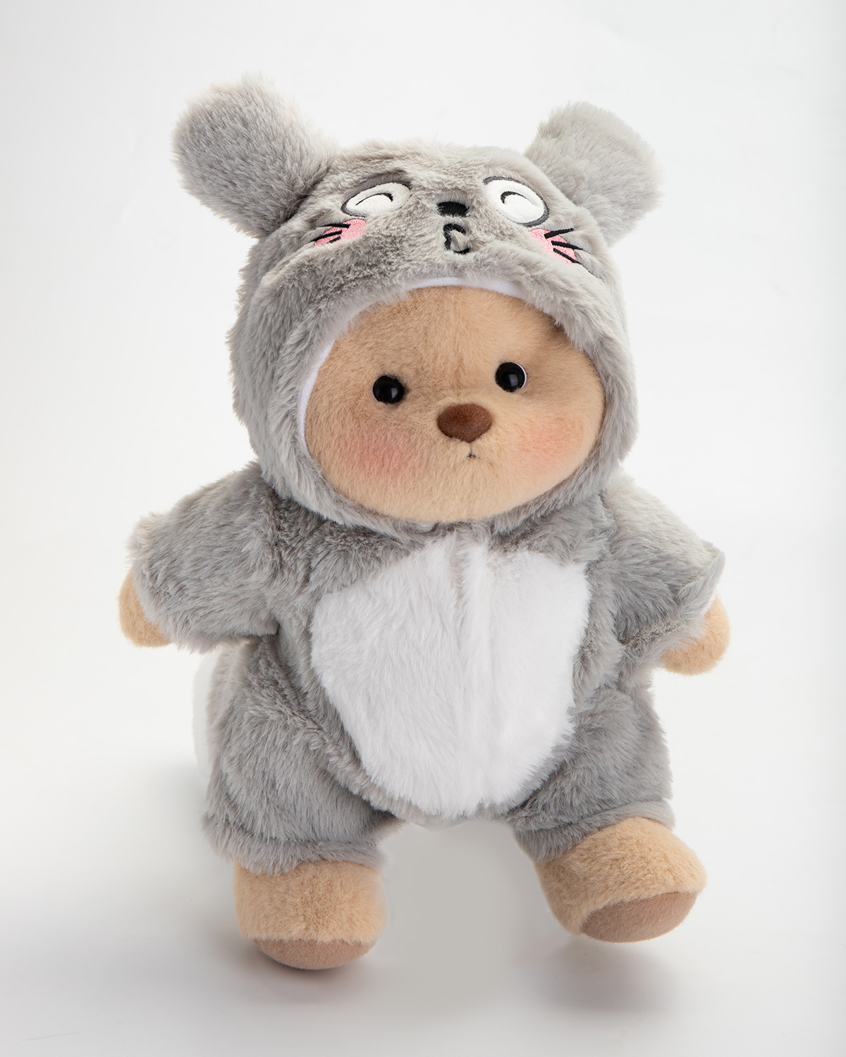 Getahug Fluffy Totoro White Teddy Bear | Handmade Jointed Toy Gift