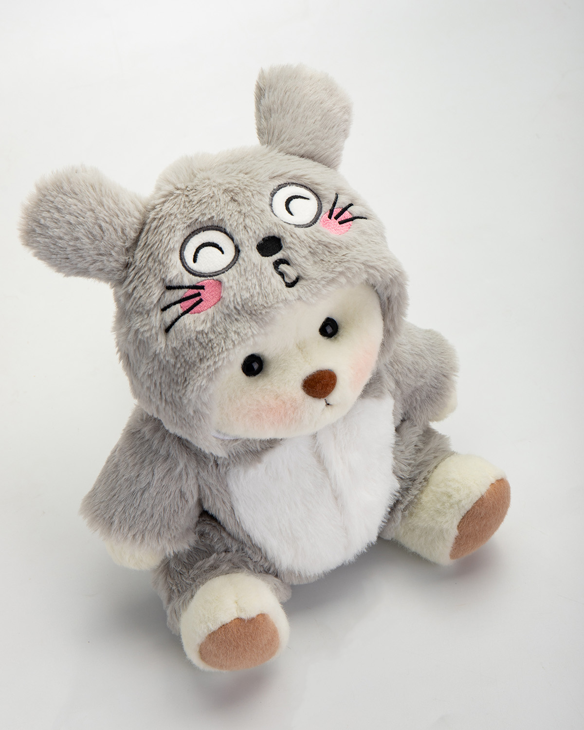 Getahug Fluffy Totoro White Teddy Bear | Handmade Jointed Toy Gift