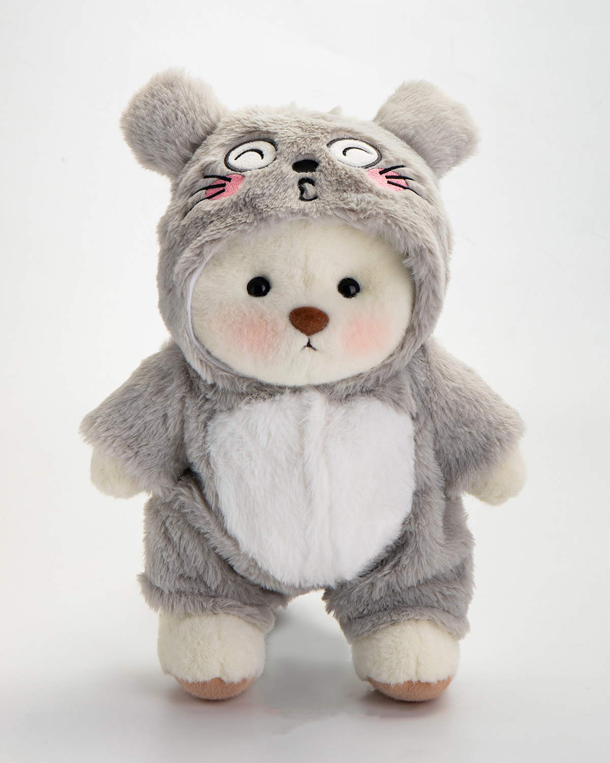 Getahug Fluffy Totoro White Teddy Bear | Handmade Jointed Toy Gift
