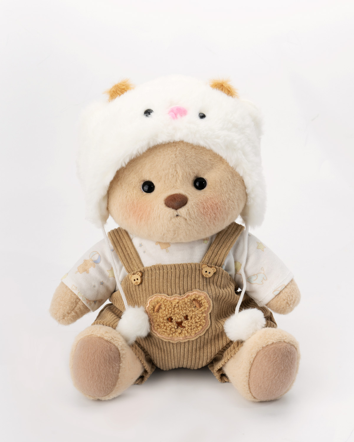 Getahug White Sheep Brown Overalls Bear | Handmade Jointed Teddy Bear Gift
