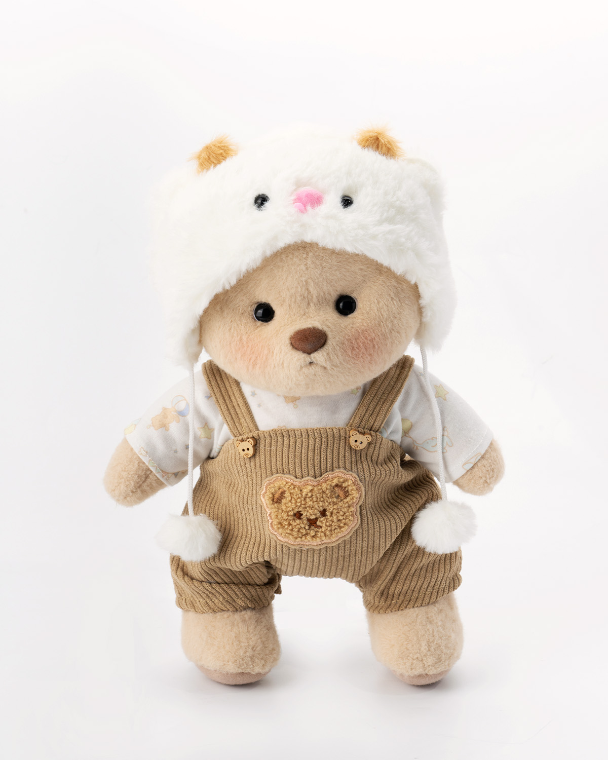 Getahug White Sheep Brown Overalls Bear | Handmade Jointed Teddy Bear Gift