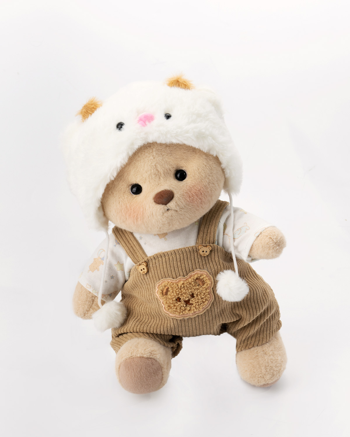 Getahug White Sheep Brown Overalls Bear | Handmade Jointed Teddy Bear Gift
