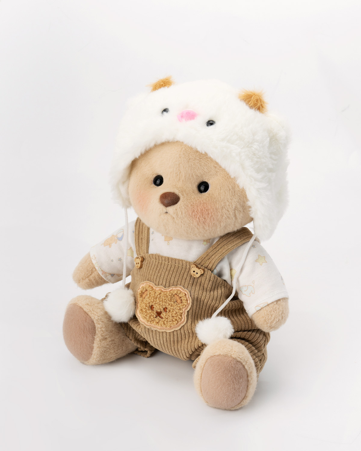 Getahug White Sheep Brown Overalls Bear | Handmade Jointed Teddy Bear Gift