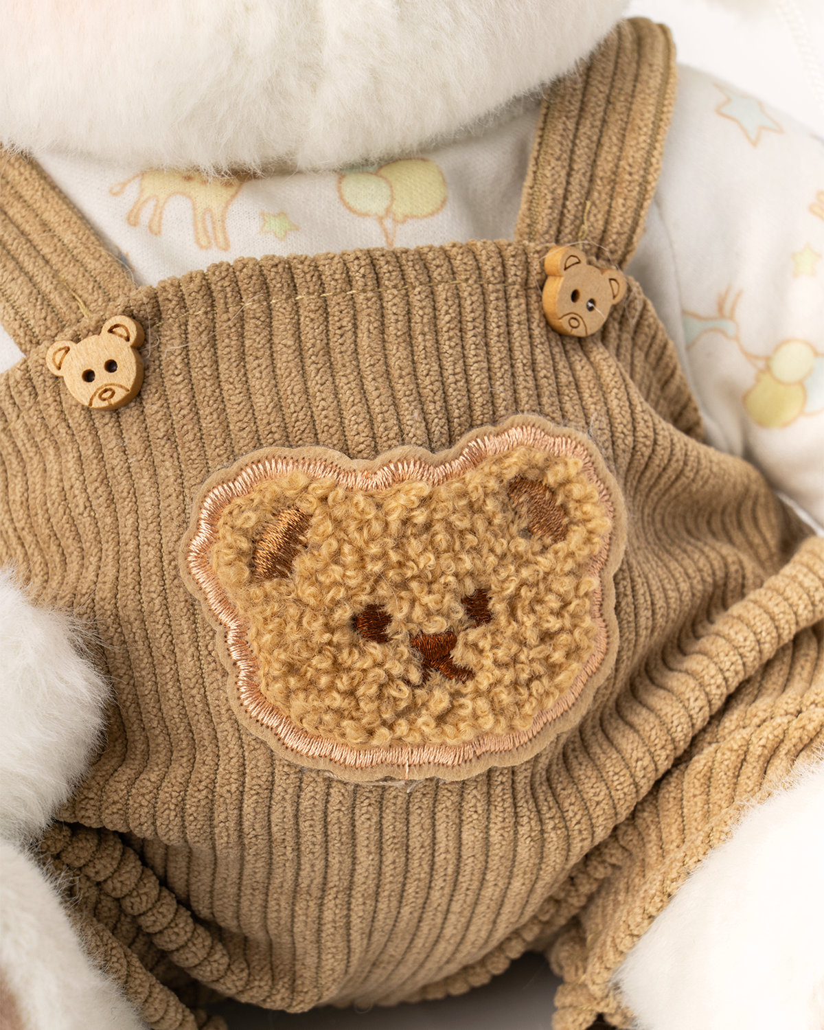 Getahug White Sheep Brown Overalls Bear | Handmade Jointed Teddy Bear Gift