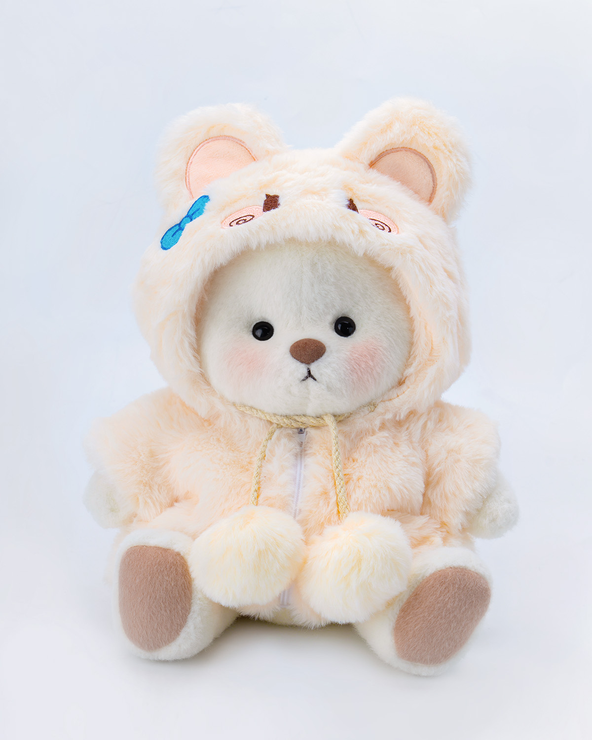 Getahug Cute Fluffy Bunny White Teddy Bear | Handmade Jointed Toy Gift