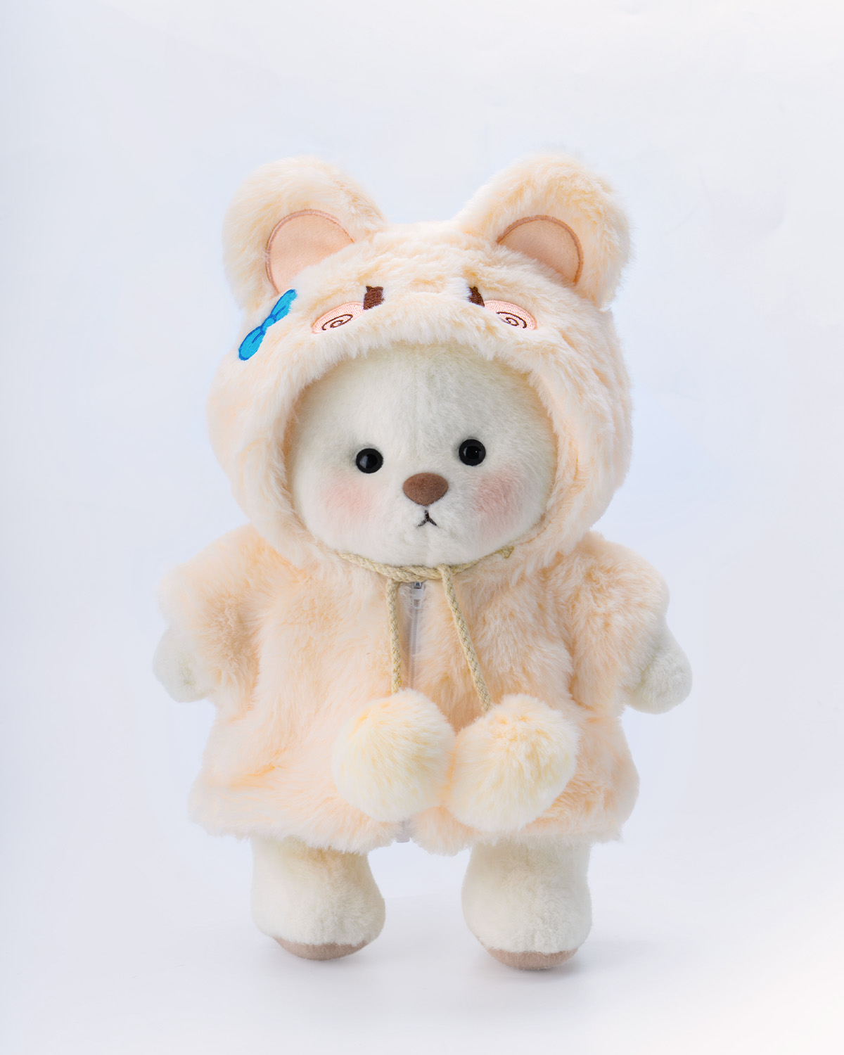 Getahug Cute Fluffy Bunny White Teddy Bear | Handmade Jointed Toy Gift