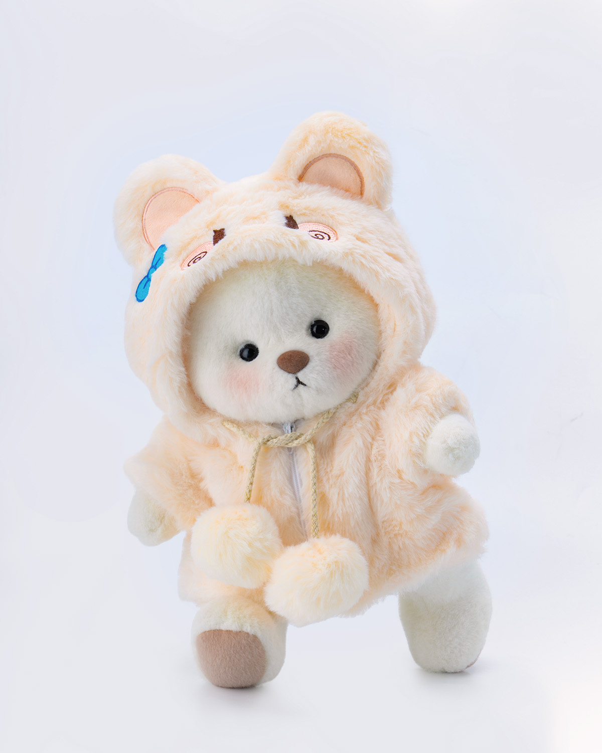 Getahug Cute Fluffy Bunny White Teddy Bear | Handmade Jointed Toy Gift