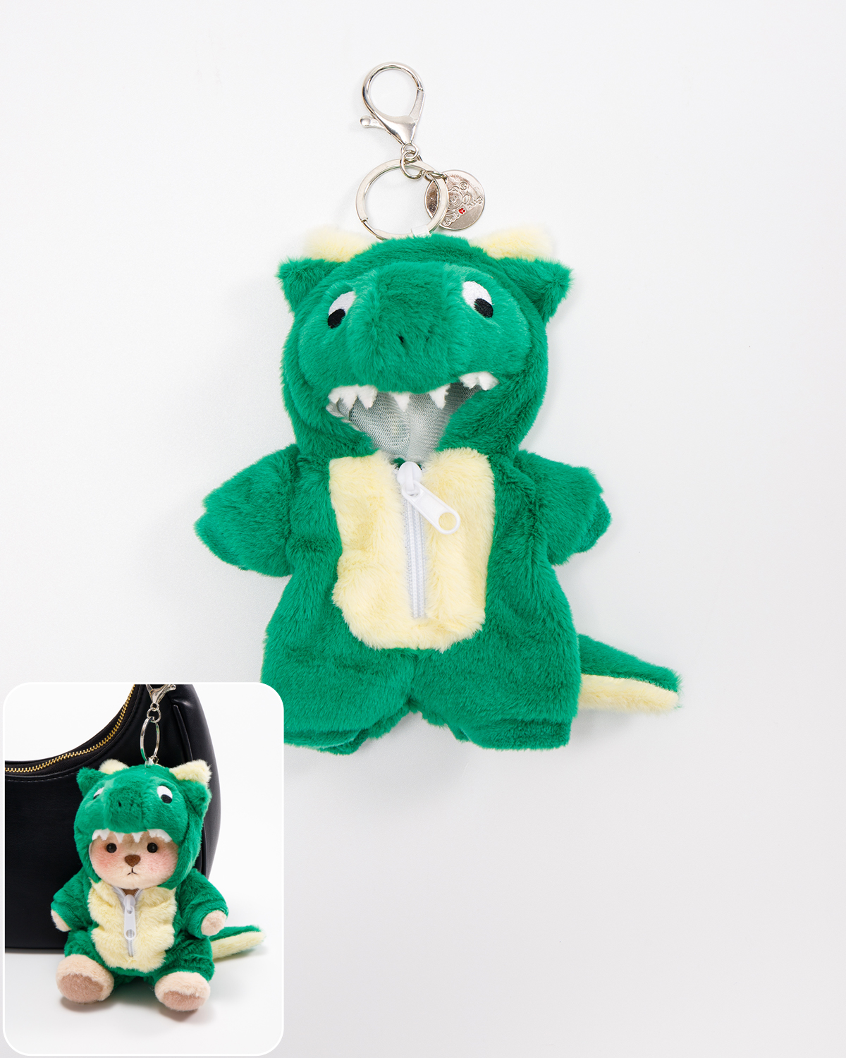 Getahug Green T-Rex Mini Bear Keychain | 5.9 Inches Plush Bag Charm Stuffed Animal Gift
