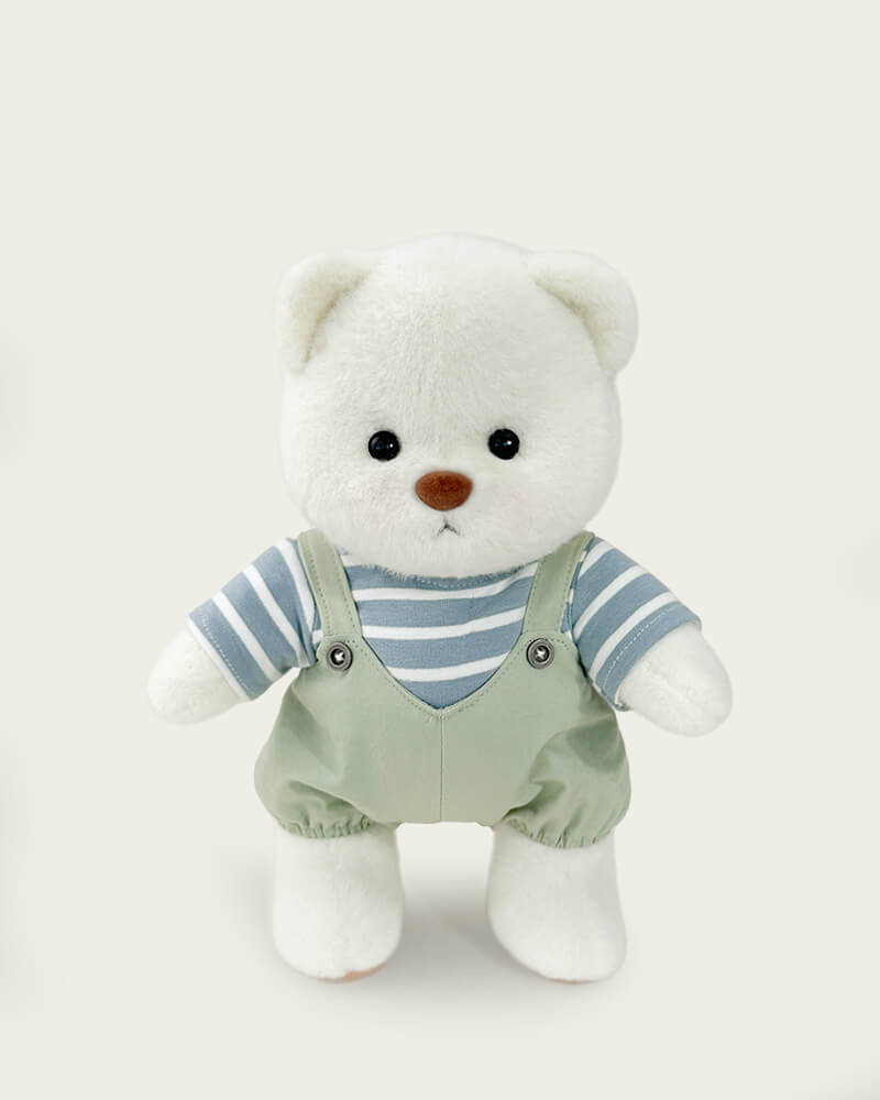 Getahug Striped Top Green Overalls Bear | Handmade Jointed Teddy Bear Gift
