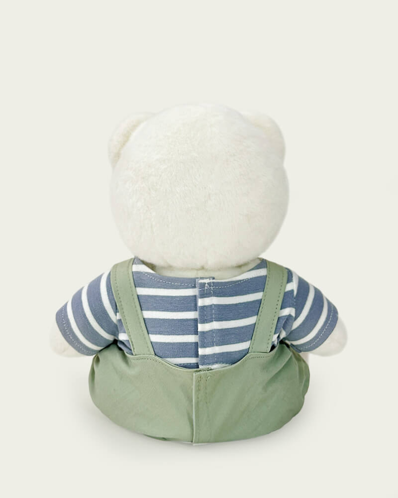 Getahug Striped Top Green Overalls Bear | Handmade Jointed