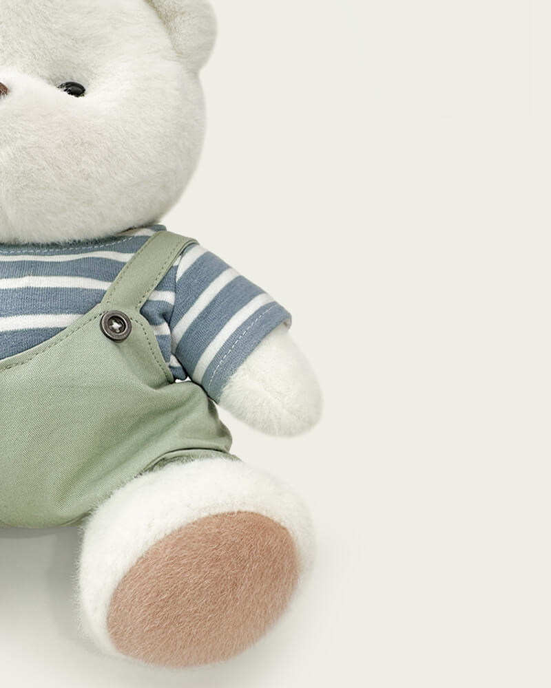Getahug Striped Top Green Overalls Bear | Handmade Jointed