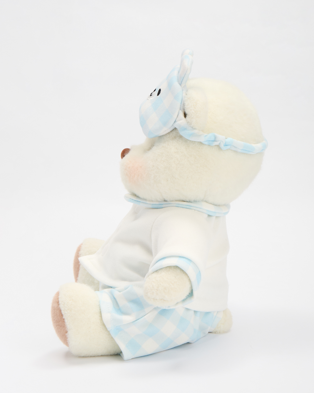 Getahug Blue and White Plaid Pajamas Bear | Handmade Jointed Stuffed Animal Gift