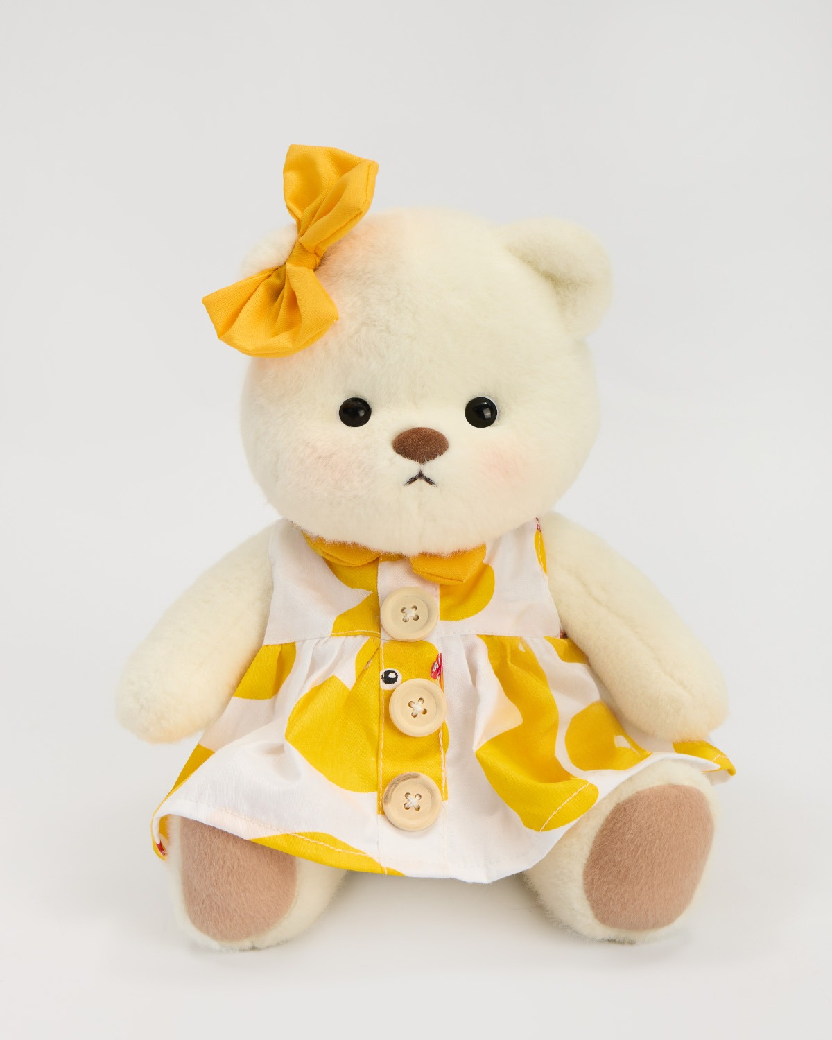Getahug Big Yellow Duck Dress White Teddy Bear | Handmade Stuffed Animal Gift