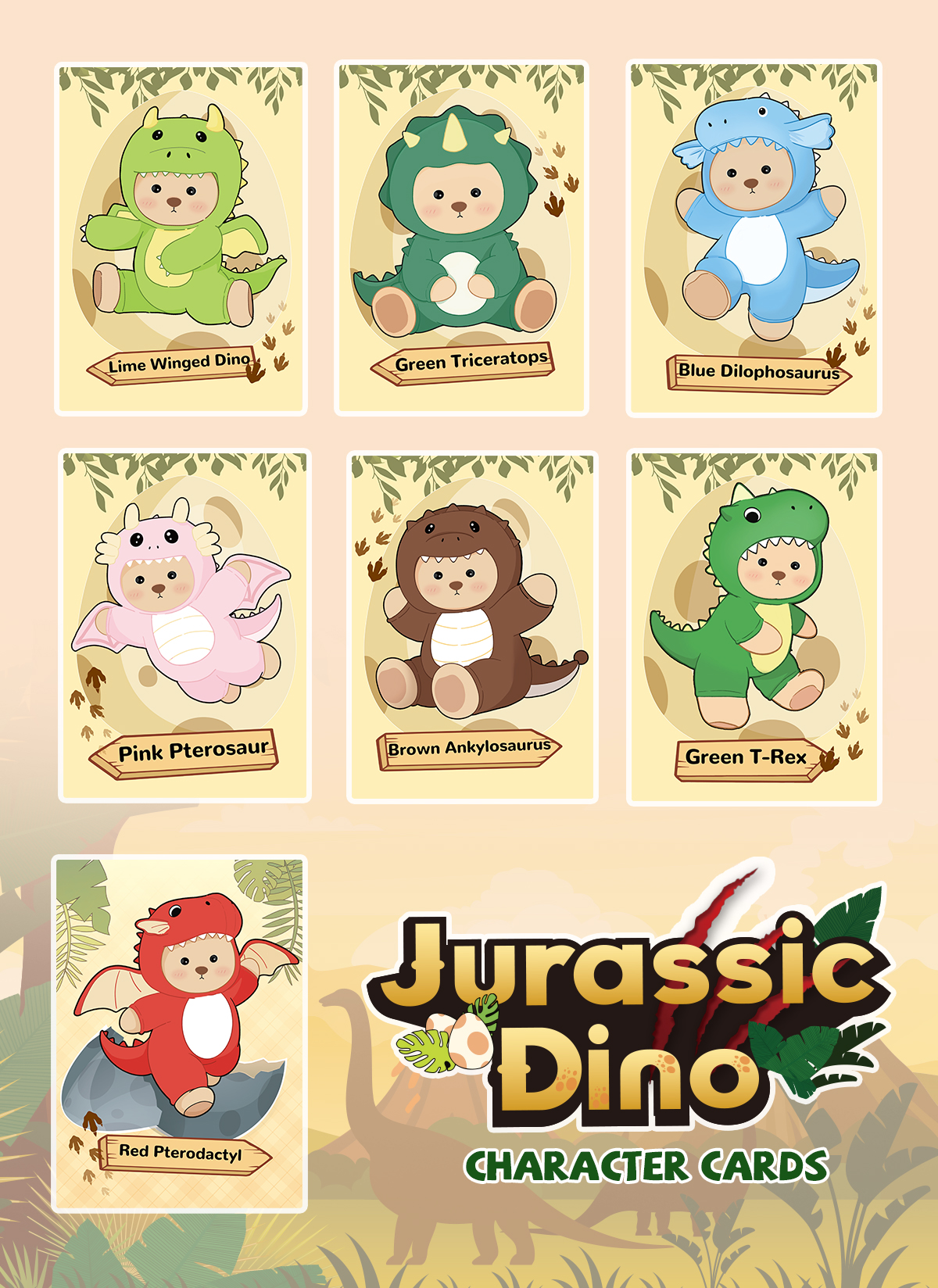 Getahug Jurassic Dino Series Plush Mini Bear Blind Box | 5.9 Inches Bag Charm Keychains Gift