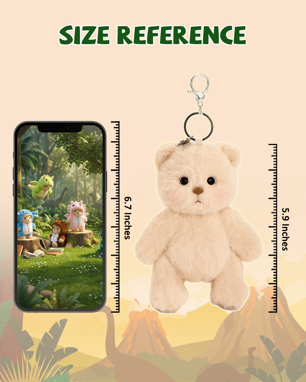 Getahug Jurassic Dino Series Plush Mini Bear Blind Box | 5.9 Inches Bag Charm Keychains Gift