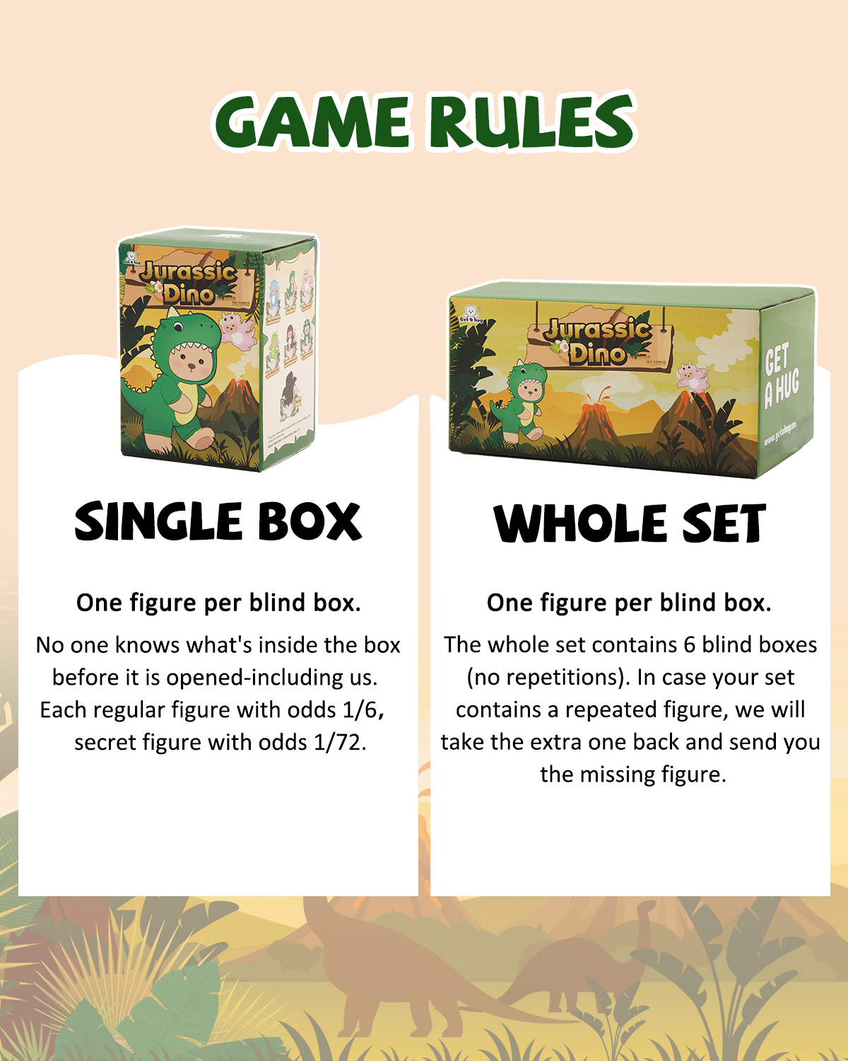 Getahug Jurassic Dino Series Plush Mini Bear Blind Box | 5.9 Inches Bag Charm Keychains Gift