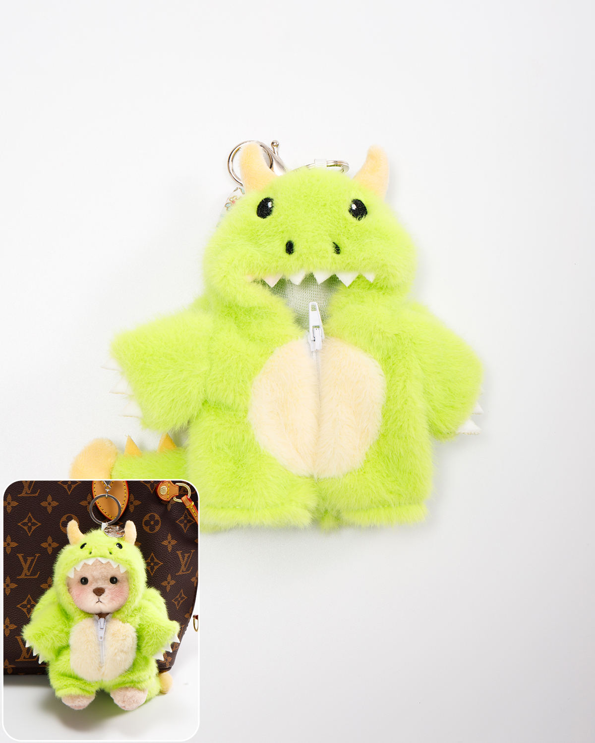 Getahug Lime Winged Dino Mini Bear Keychain | 5.9 Inches Plush Bag Charm Stuffed Animal Gift