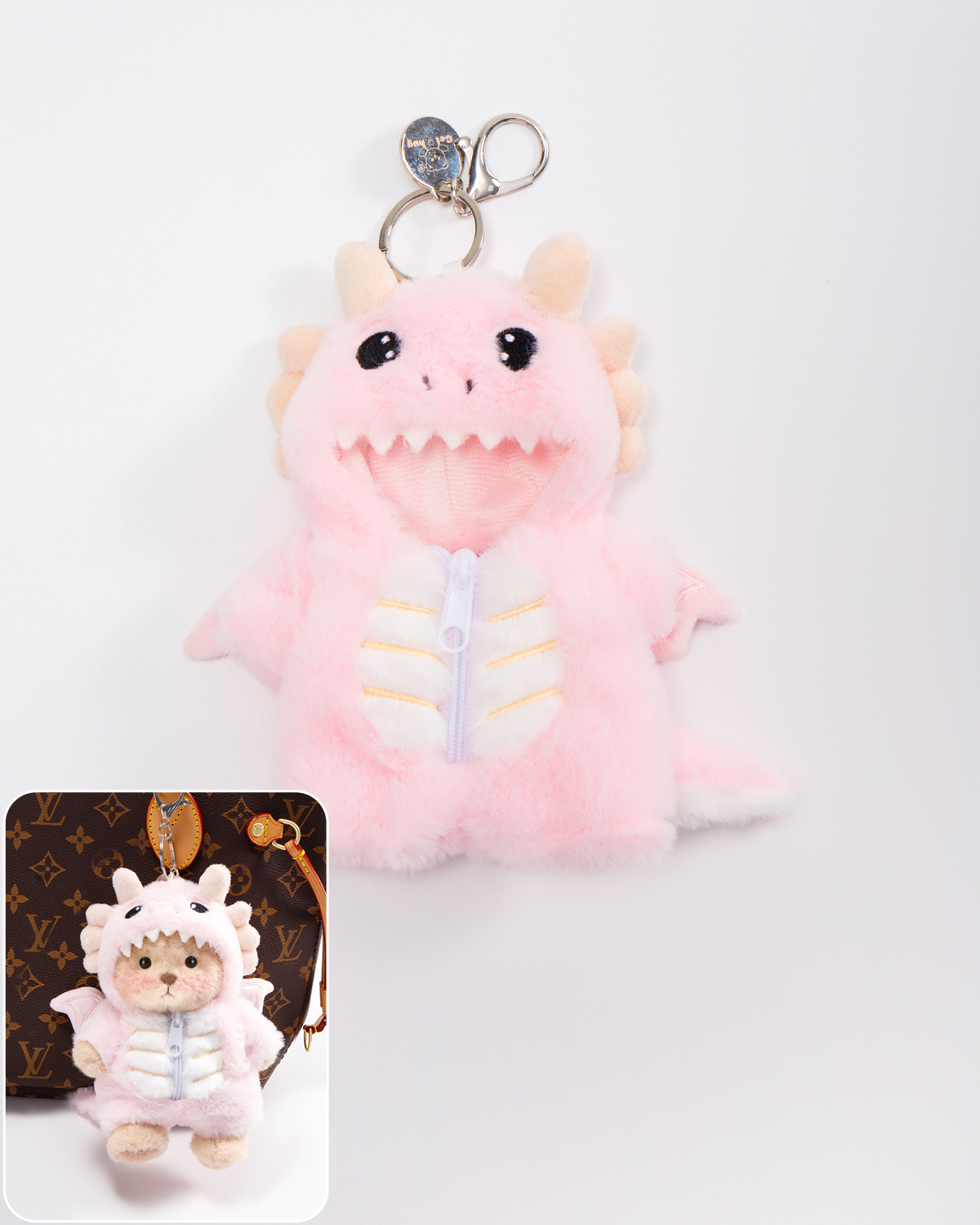 Getahug Pink Pterosaur Mini Bear Keychain | 5.9 Inches Plush Bag Charm Stuffed Animal Gift