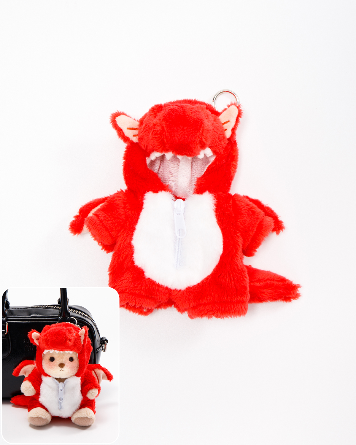 Getahug Red Pterodactyl Mini Bear Keychain | 5.9 Inches Plush Bag Charm Stuffed Animal Gift