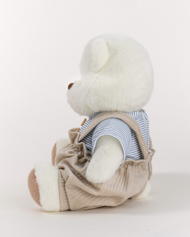 Getahug Striped Top Khaki Overalls Bear | Handmade Jointed