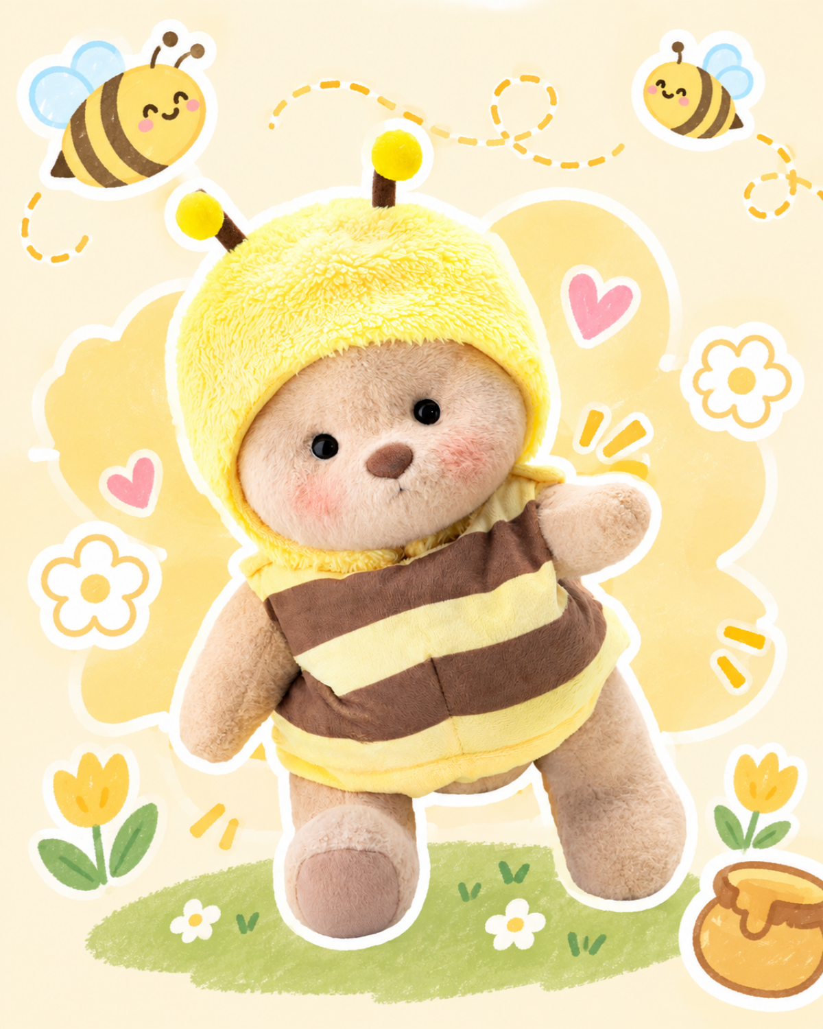 Getahug Happy Little Honey Bee Bear | Handmade Jointed Teddy Bear Gift