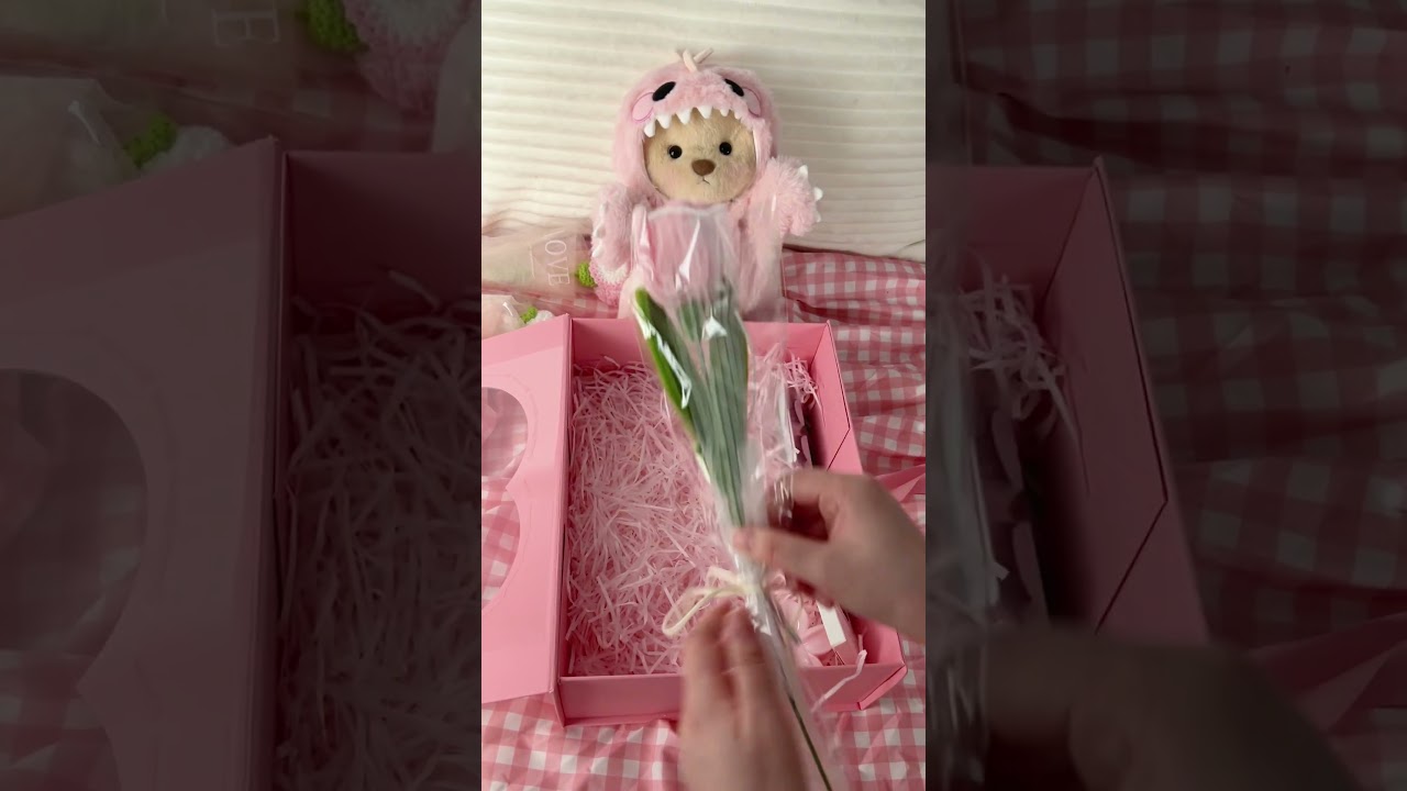 Getahug Pink Girly Teddy Bear Gift Box | Handmade Jointed Stuffed Animal Birthday Anniversary Gift for Girls