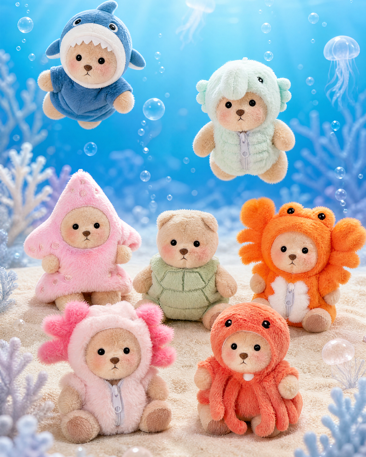 Getahug Ocean Adventure Series Plush Mini Bear Blind Box | 5.9 Inches Pendant Bag Charm Keychain Gift