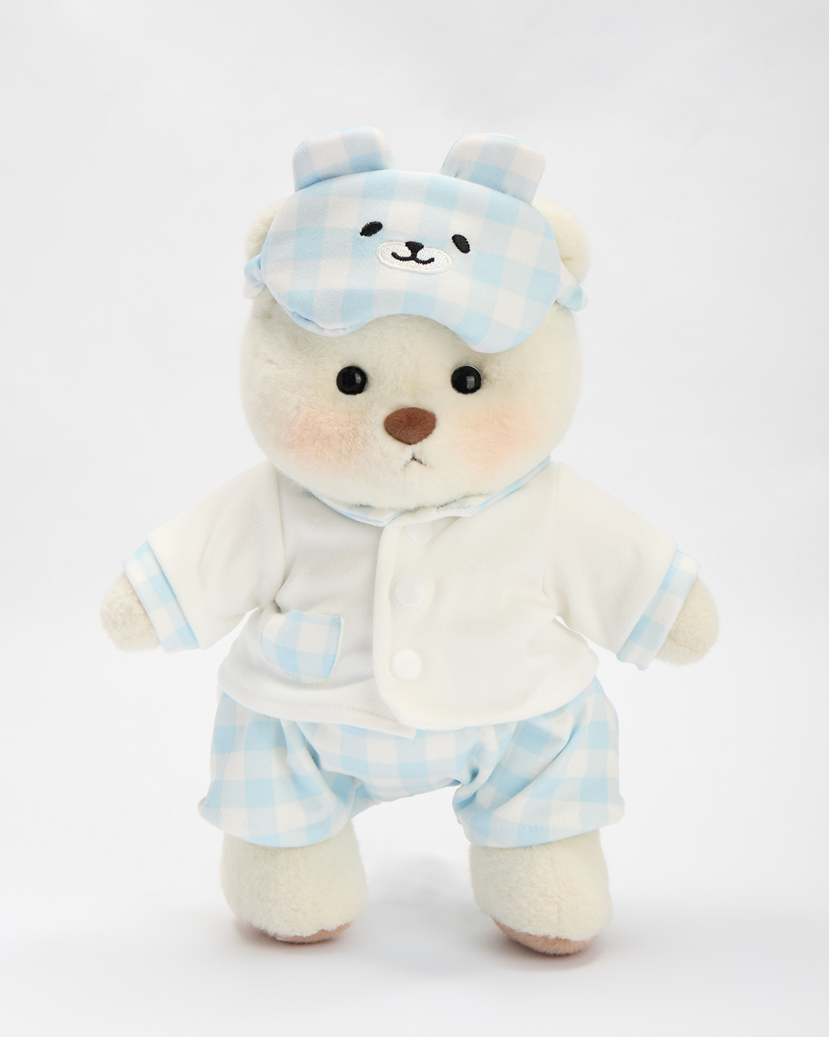 Getahug Blue and White Plaid Pajamas Bear | Handmade Jointed Stuffed Animal Gift