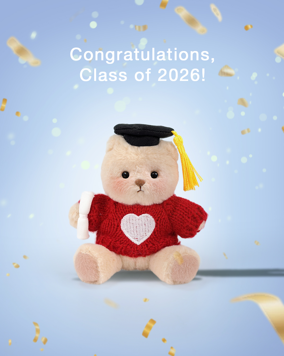 Getahug 3.9" Graduation Mini Bear Keychain | Fixed-limb Pocket Plush Bag Charm Class of 2026 Gift