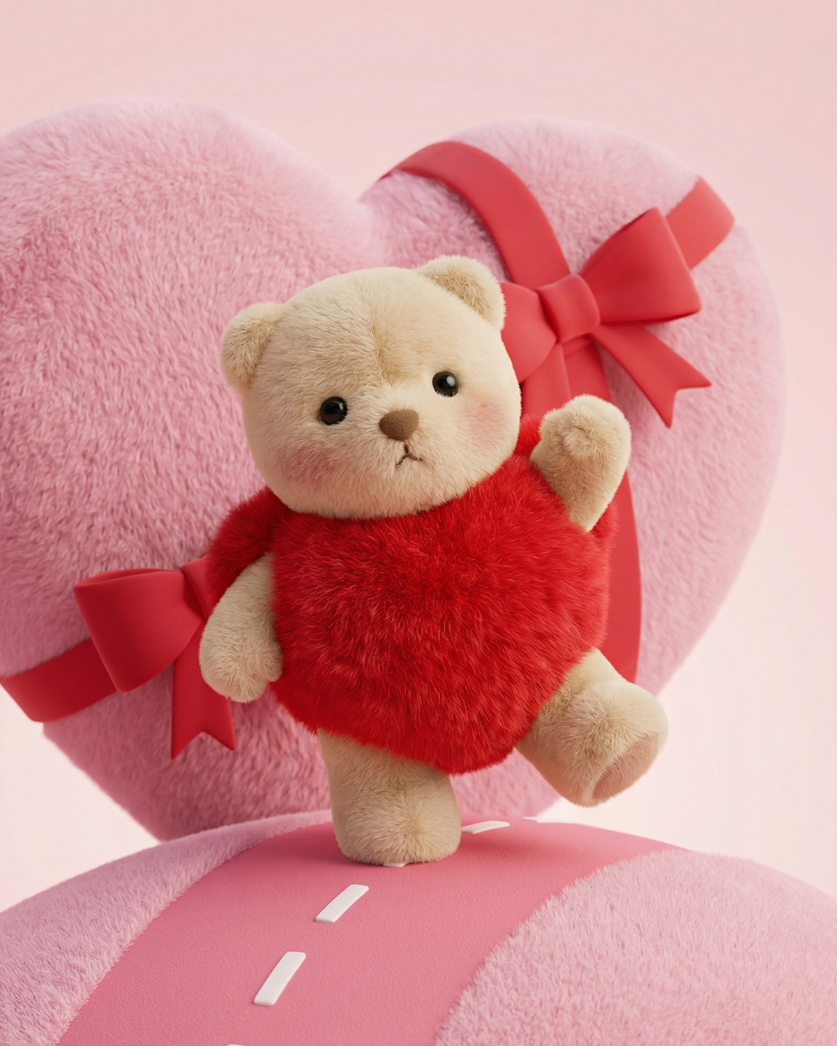 Getahug Fluffy Love Heart Mini Bear Keychain | 5.9 Inches Plush Bag Charm Stuffed Valentine Gift