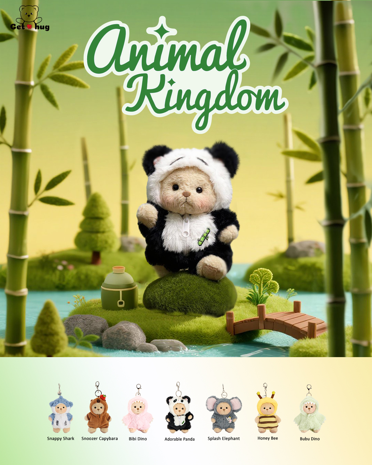 Getahug Animal Kingdom Series Mini Bear Blindbox | 5.9 Inches Plush Pendant Keychain Bag Charm