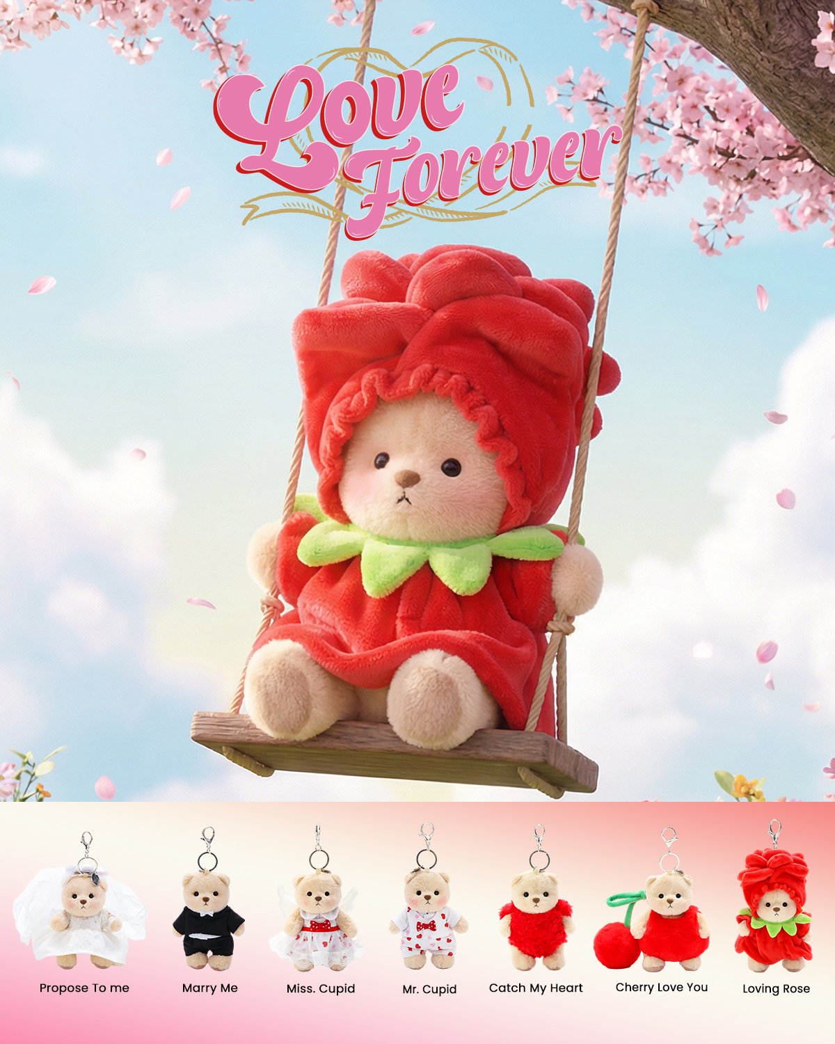 Getahug Valentine’s Plush Keychain Bear Blind Box | Mini Pocket Companion | Romantic Small Gift for Girlfriend & Long Distance Love