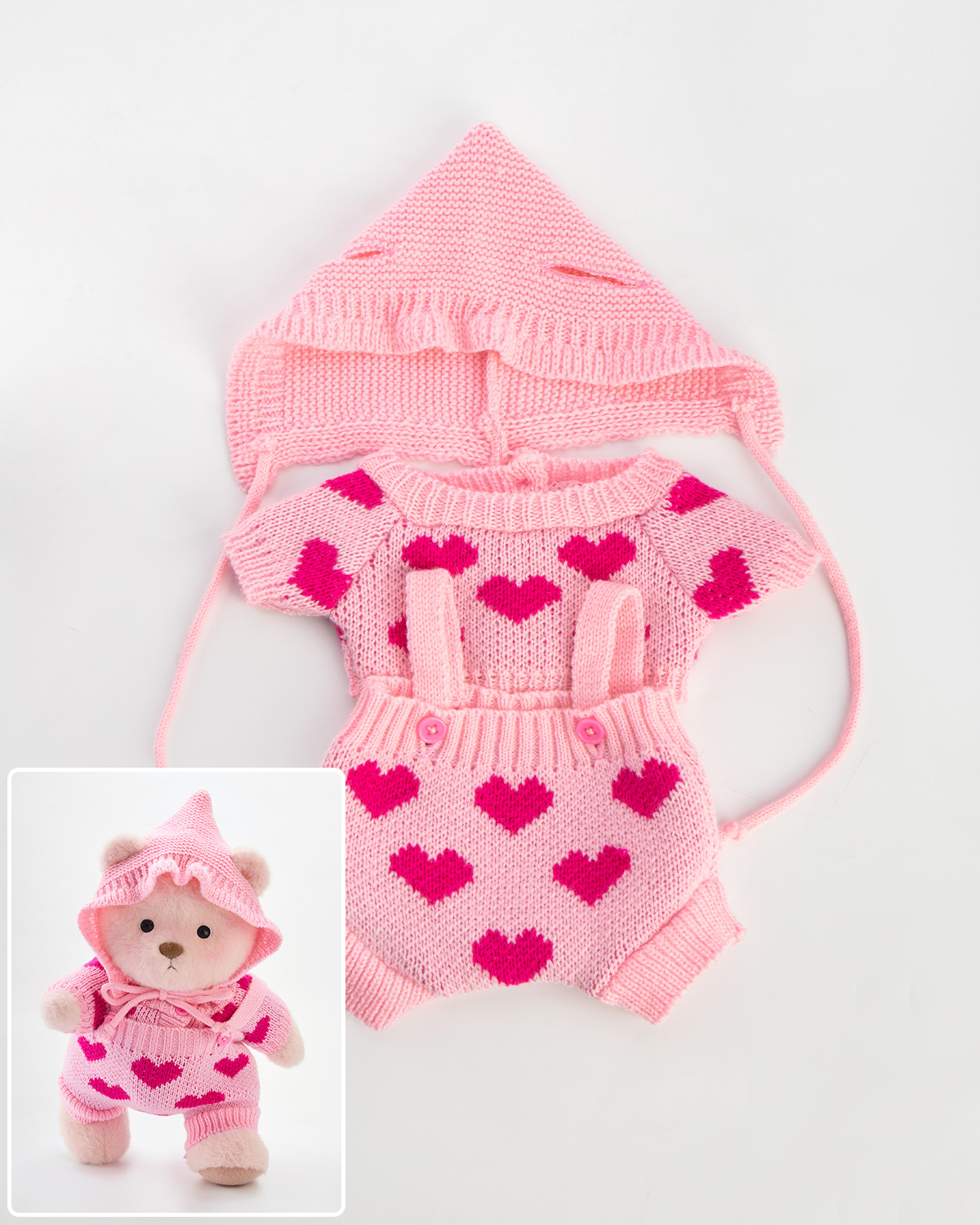 Getahug Love Heart Sweater Pink Bear | Handmade Jointed Teddy Bear Gift